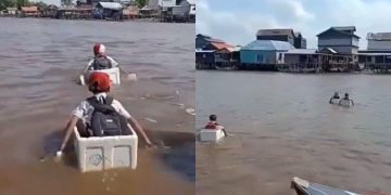 Murid SD Viral Trabas Sungai ke Sekolah Gegara Jalan Ditutup Tetangga